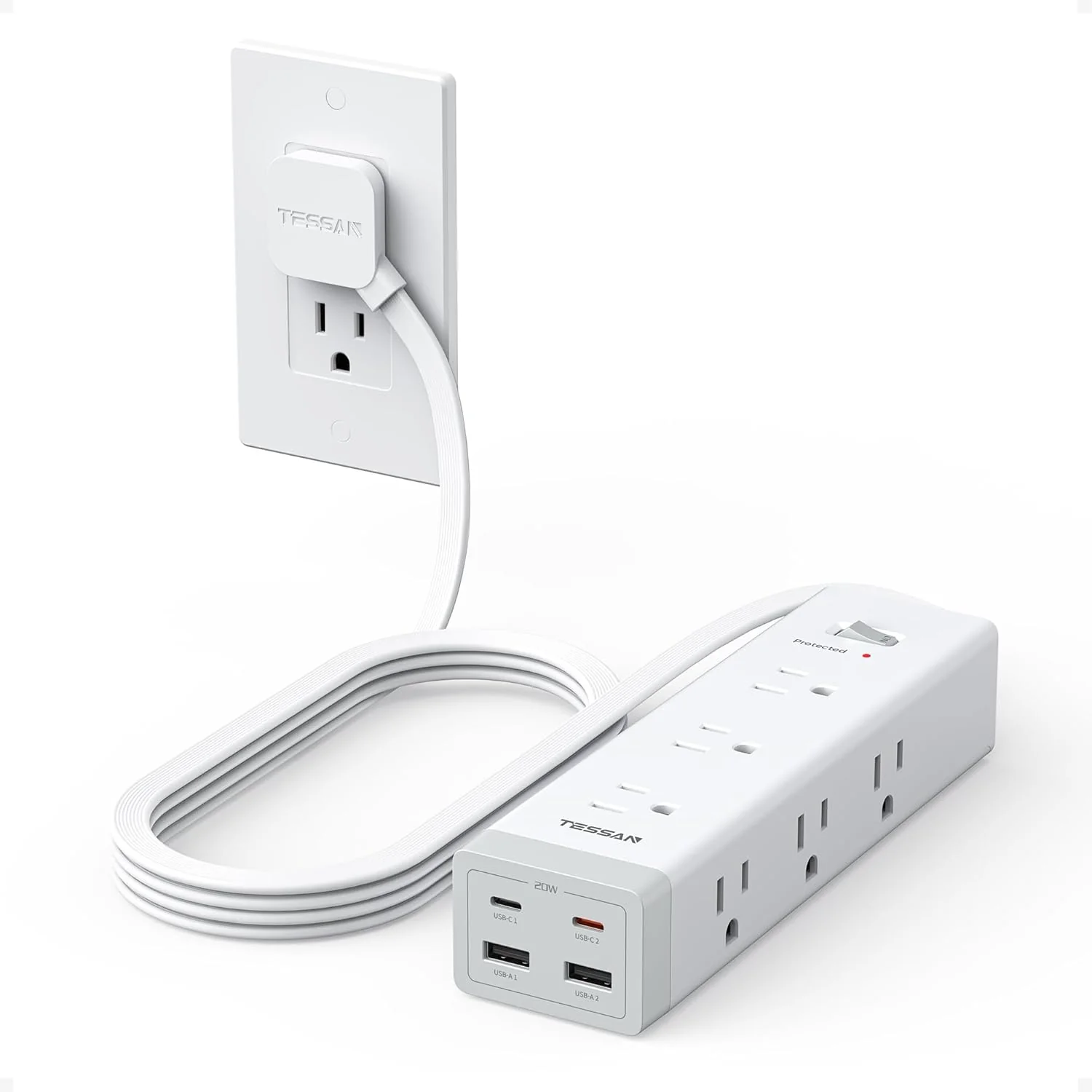 TESSAN 10 FT Surge Protector PD 20W PS09 - Image 10