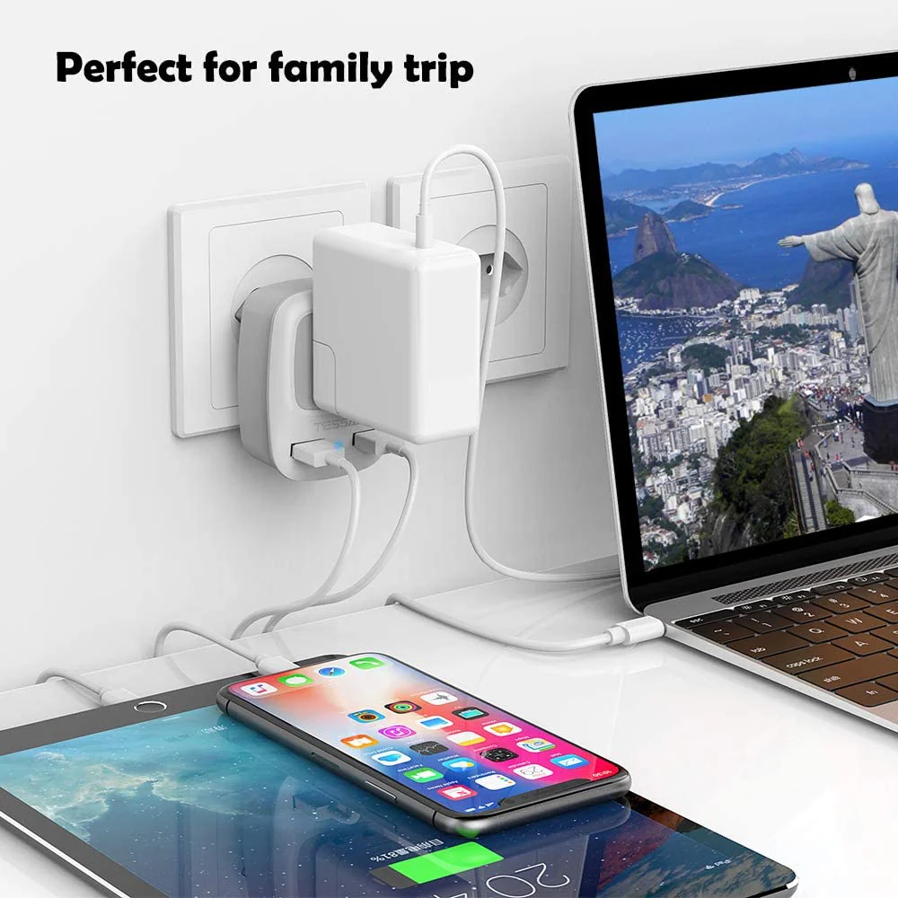 US To Brazil Travel Plug Adapter with 2 USB Ports(Type N Plug) - Image 6