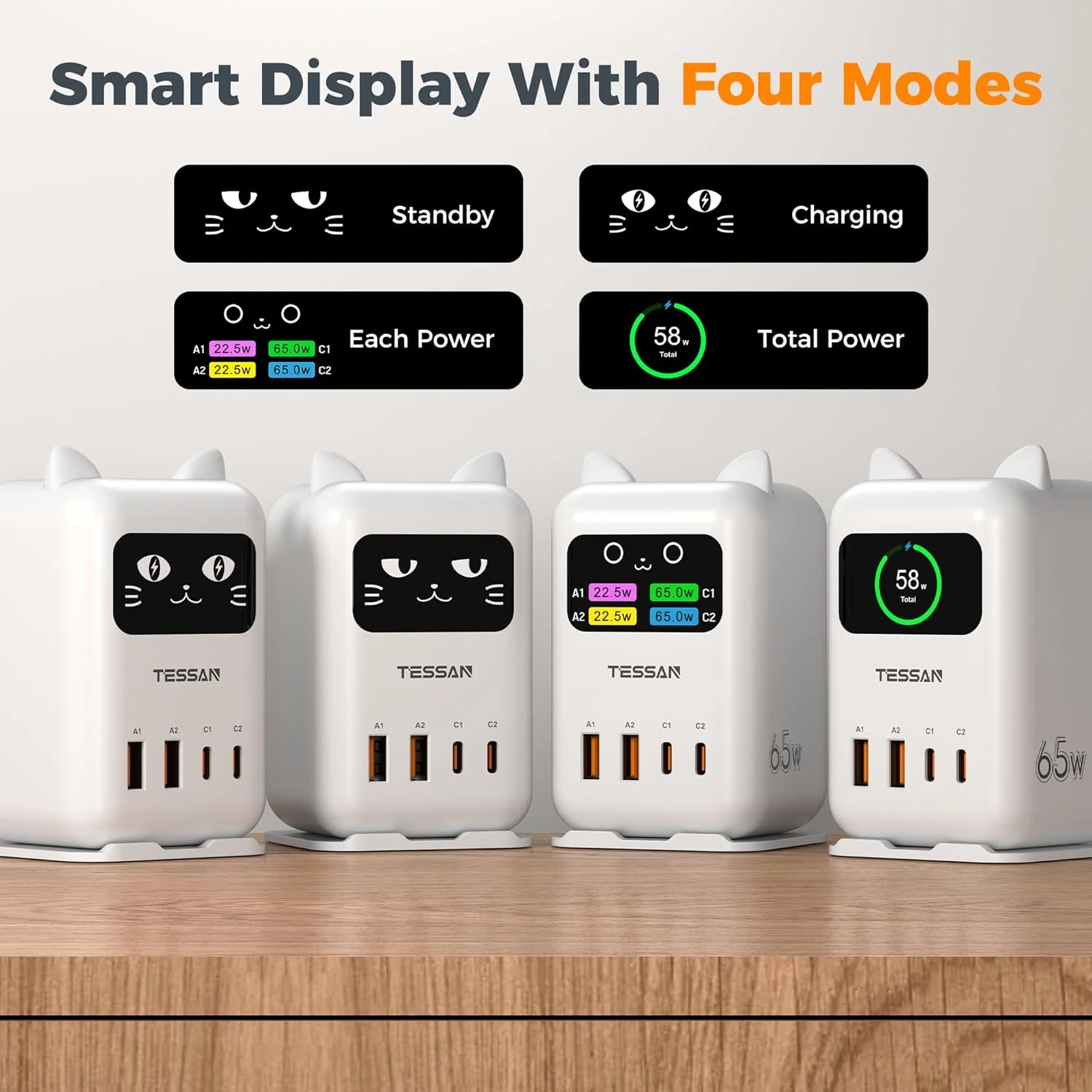 TESSAN PD 65W USB C Charging Station CS07 - Image 3