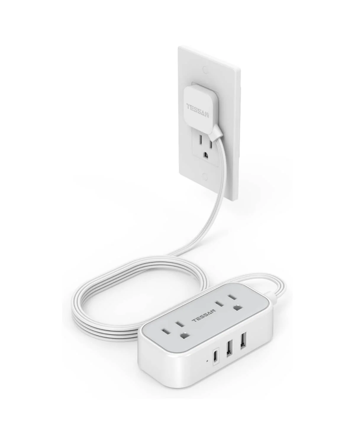 Tessan Flat Plug Power Strip 3 USB Ports 105 - Image 8