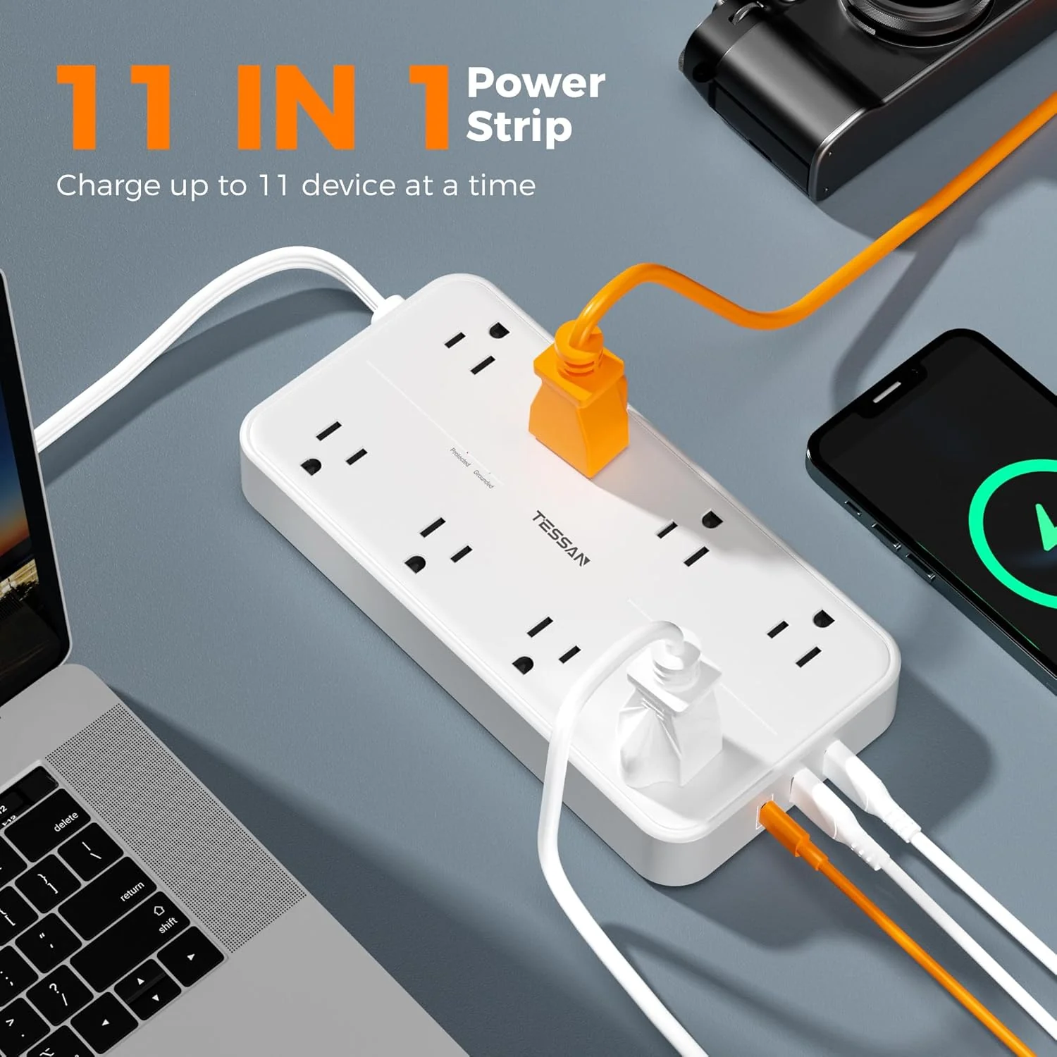 TESSAN Flat Plug Surge Protector Power Strip 108 - Image 7
