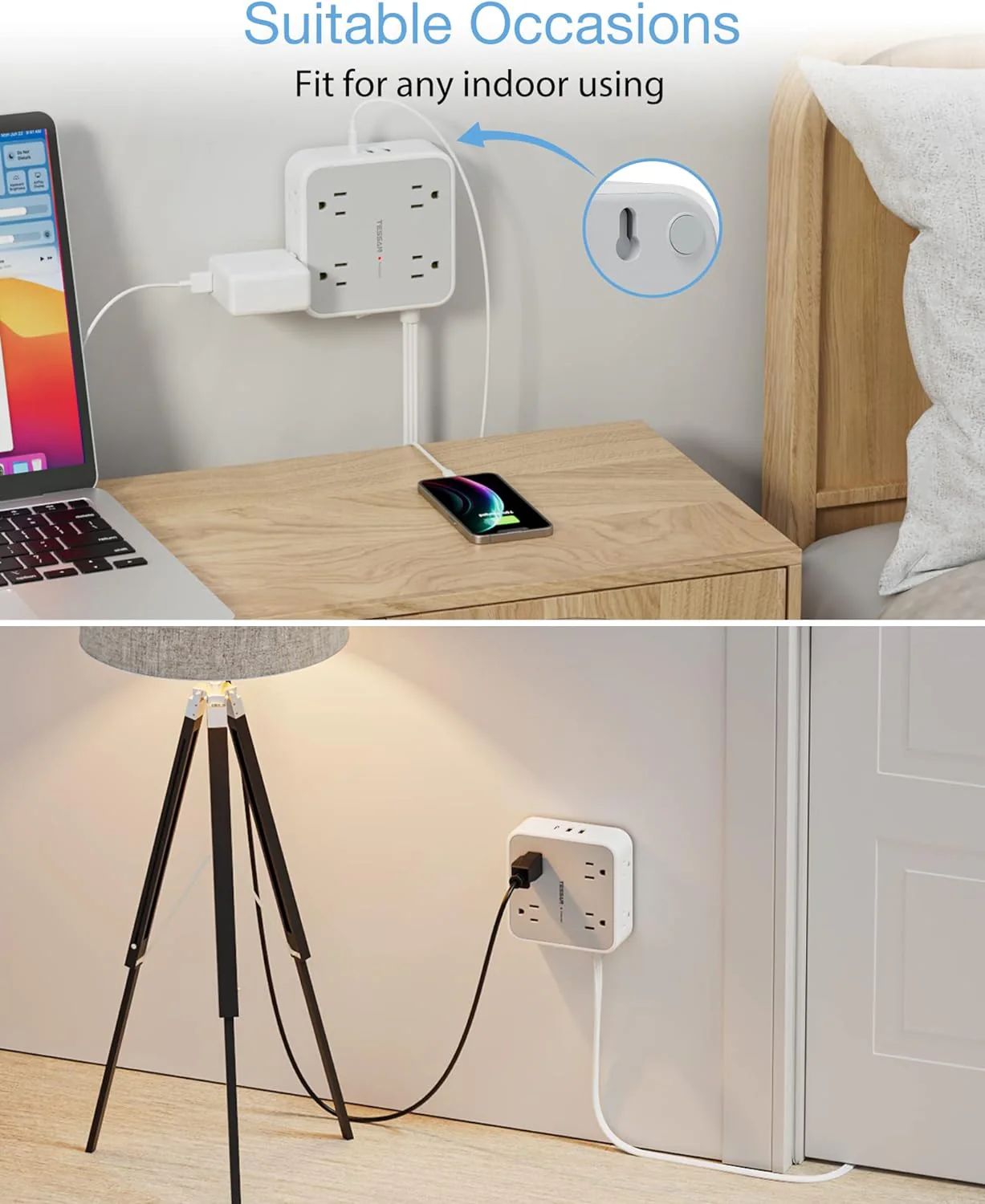 TESSAN Surge Protector Power Strip with 8 AC Outlets, 3 USB(1 USB C) - Image 6