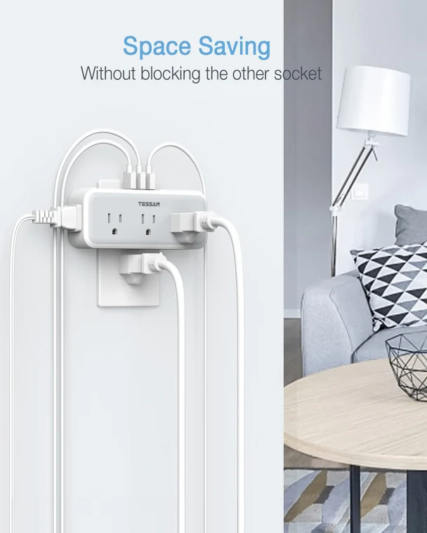 TESSAN Multi Outlet Extender, Surge Protection, Compact Design Saving Space For Other Electronics - Image 4