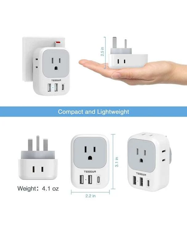 TESSAN US To UK/HK/Saudi Arabia Travel Adapter PD 15W - Image 7